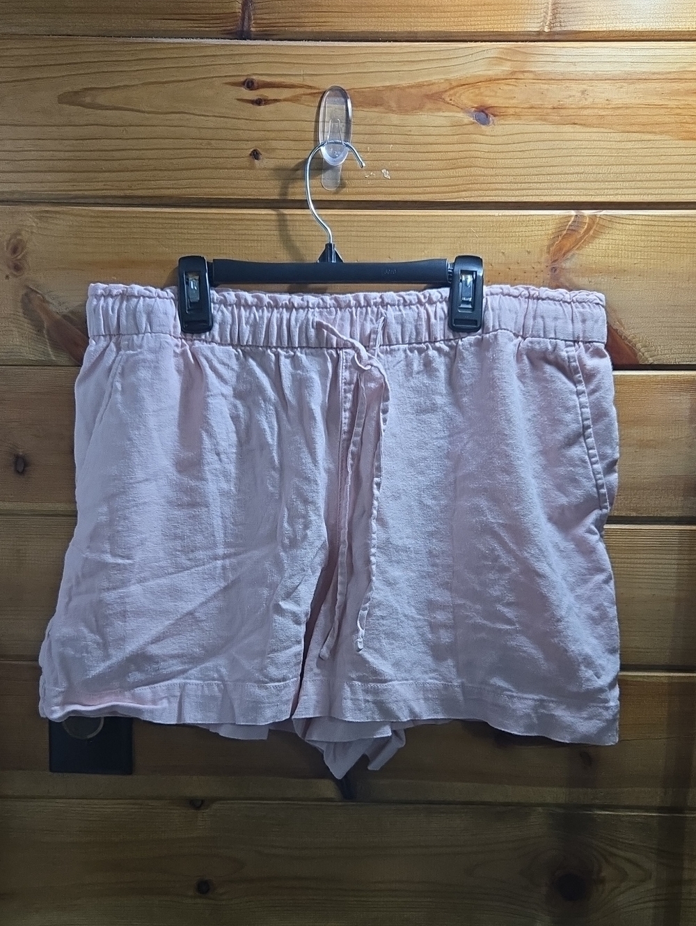 GAP Pale Pink Elastic Waist Linen Shorts Large 4inch Inseam